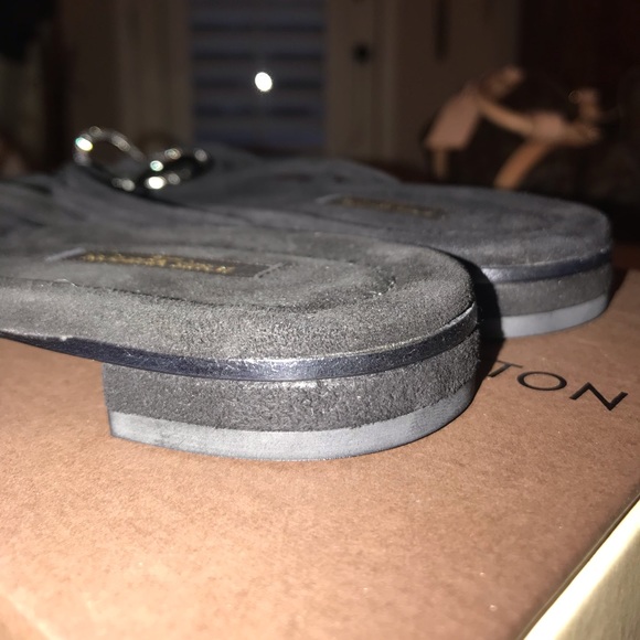 Women’s LV Black Suede Embellished Sandals - Picture 4 of 5